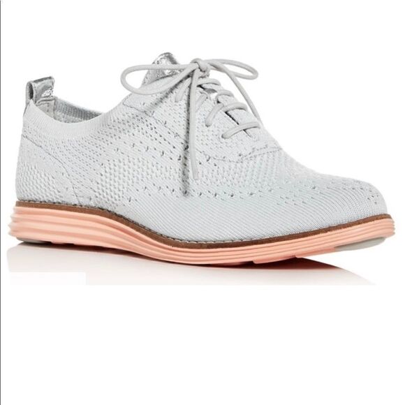 NIB Women’s Cole Haan Women's Oxford gray/pink/metallic wingtip Size 9.5B - Picture 1 of 15